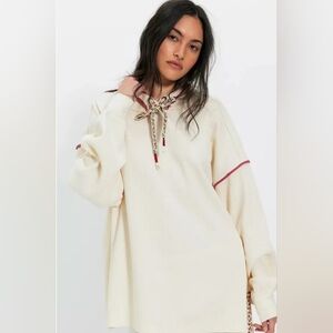 We The Free Better Together Textured Cream Hoodie with Multicolor Accents NWT
